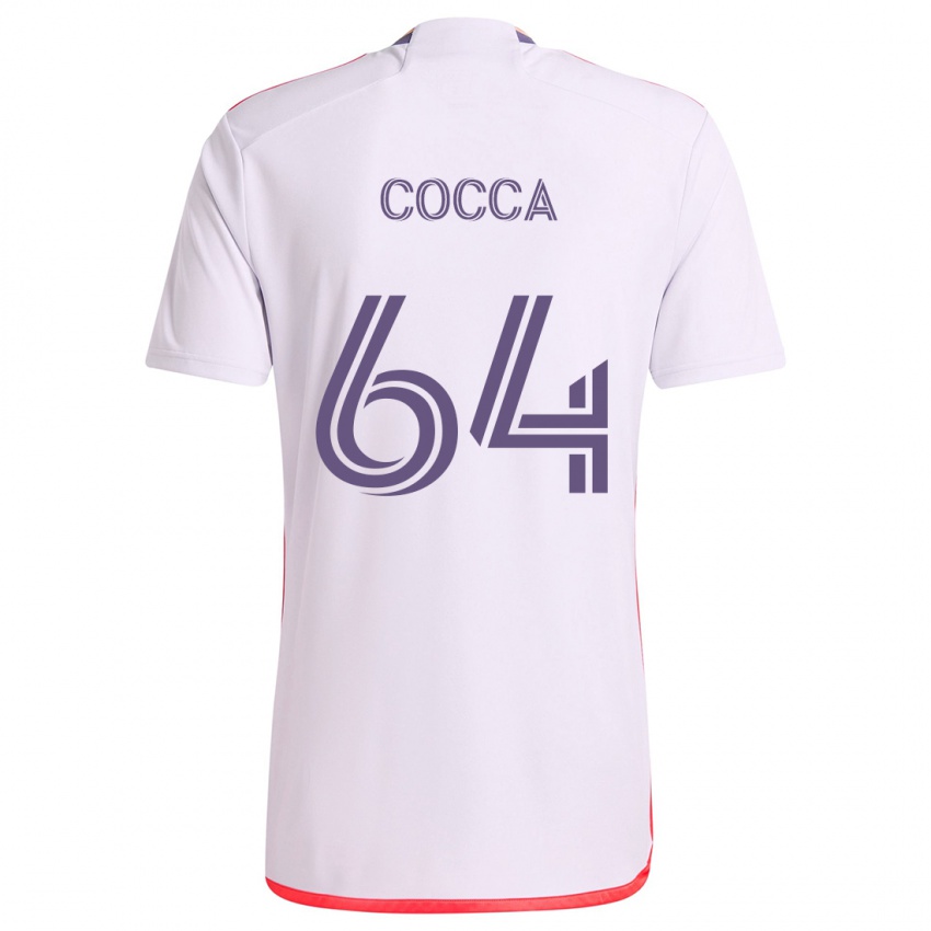 Børn Manuel Cocca #64 Hvid Rød Lilla Udebane Spillertrøjer 2024/25 Trøje T-Shirt