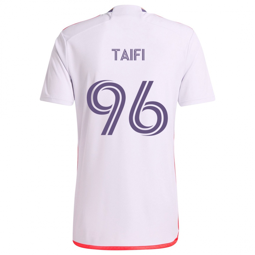 Børn Zakaria Taifi #96 Hvid Rød Lilla Udebane Spillertrøjer 2024/25 Trøje T-Shirt