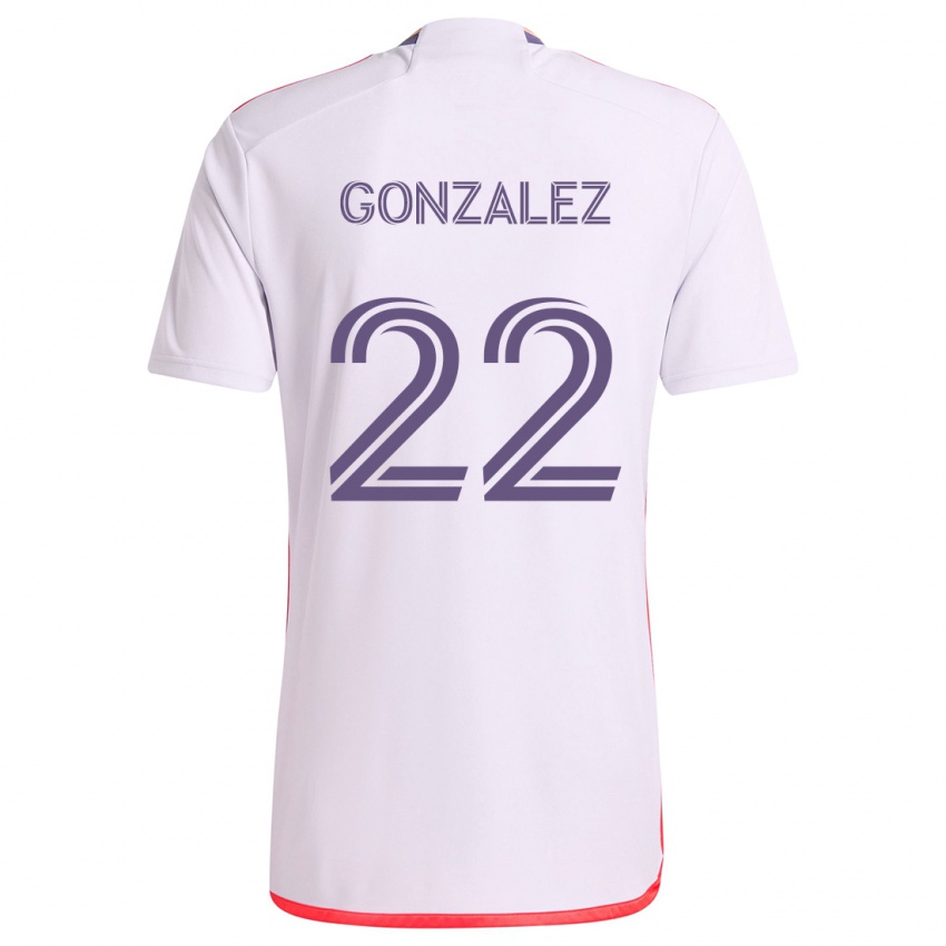 Børn Gastón González #22 Hvid Rød Lilla Udebane Spillertrøjer 2024/25 Trøje T-Shirt