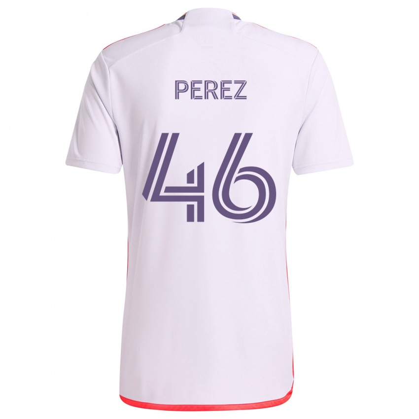 Børn Franco Pérez #46 Hvid Rød Lilla Udebane Spillertrøjer 2024/25 Trøje T-Shirt