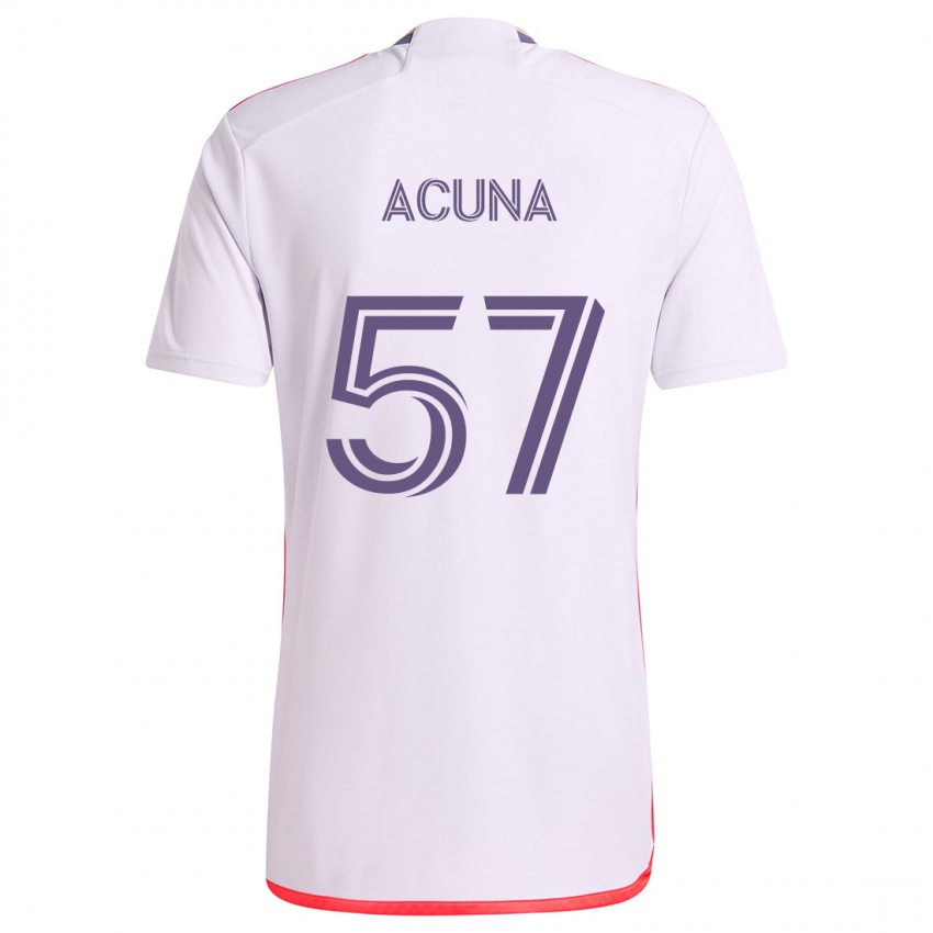 Børn Cristofer Acuña #57 Hvid Rød Lilla Udebane Spillertrøjer 2024/25 Trøje T-Shirt