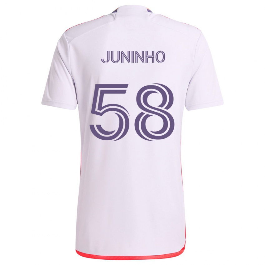 Børn Juninho #58 Hvid Rød Lilla Udebane Spillertrøjer 2024/25 Trøje T-Shirt