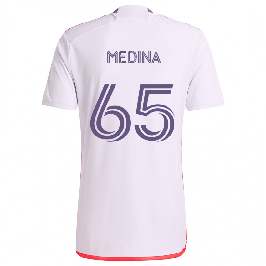 Børn Cristian Medina #65 Hvid Rød Lilla Udebane Spillertrøjer 2024/25 Trøje T-Shirt