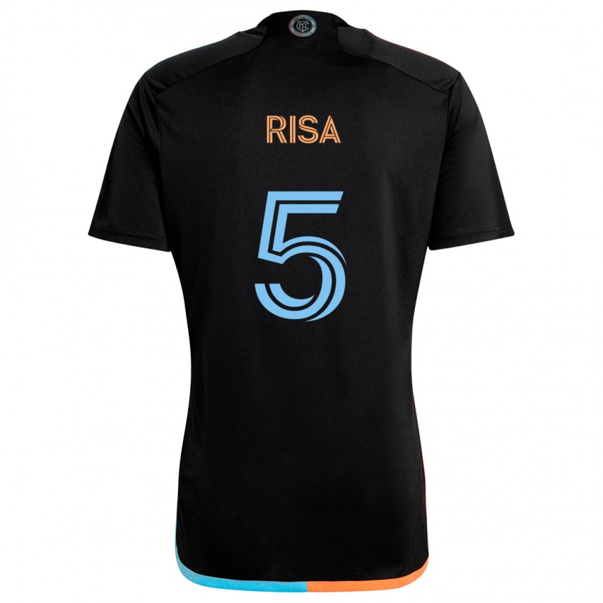 Børn Birk Risa #5 Sort Orange Blå Udebane Spillertrøjer 2024/25 Trøje T-Shirt