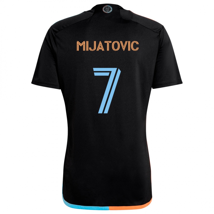 Børn Jovan Mijatovic #7 Sort Orange Blå Udebane Spillertrøjer 2024/25 Trøje T-Shirt