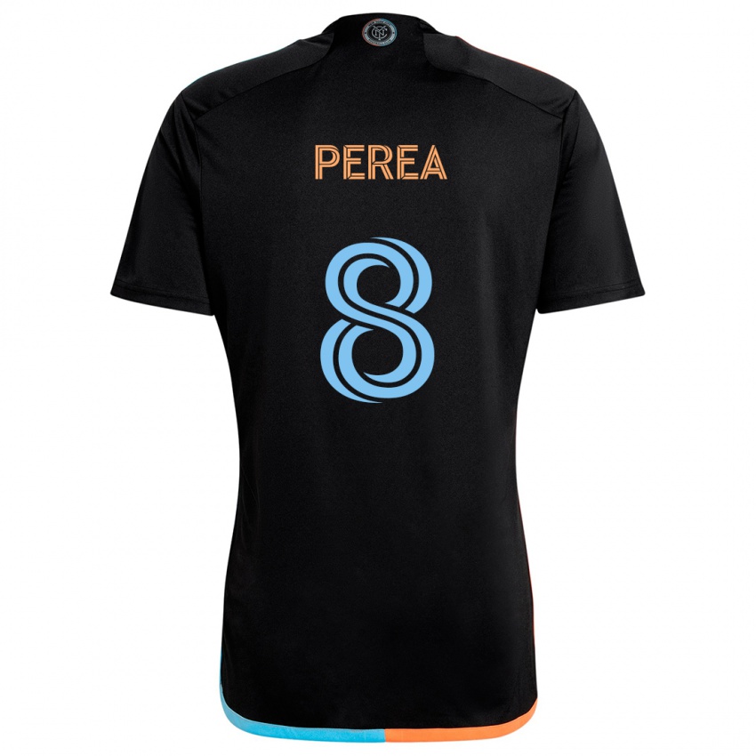 Børn Andrés Perea #8 Sort Orange Blå Udebane Spillertrøjer 2024/25 Trøje T-Shirt