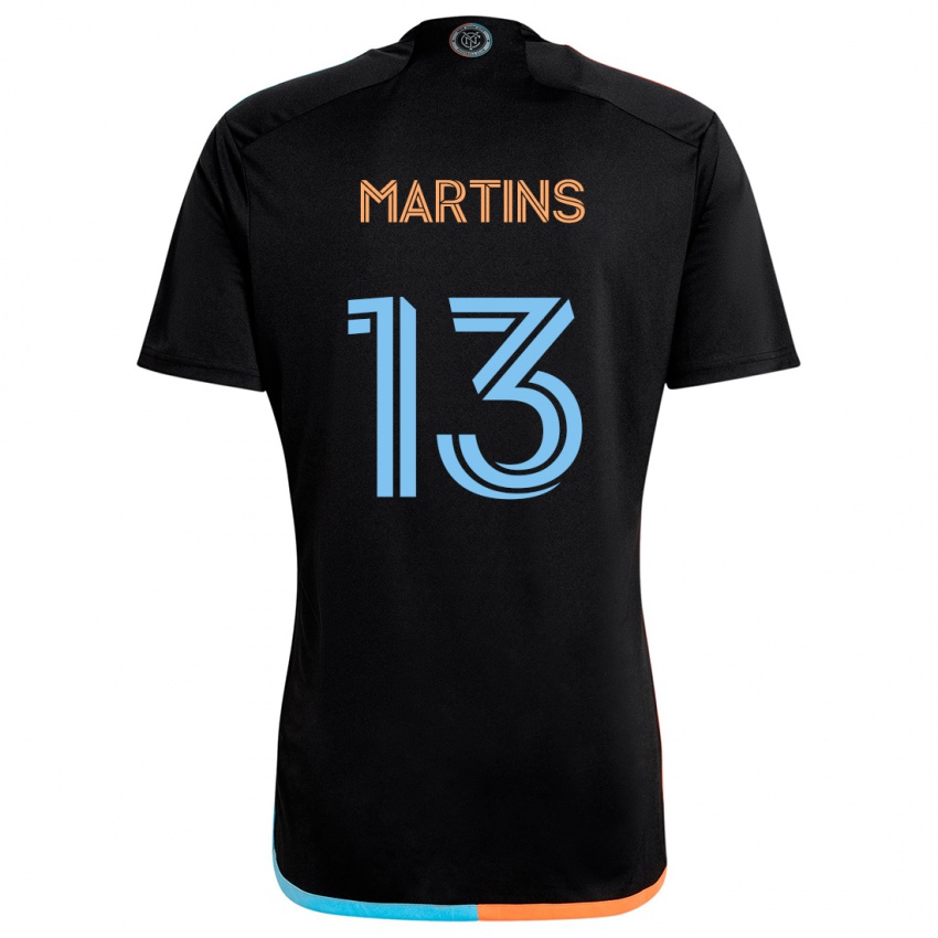 Børn Thiago Martins #13 Sort Orange Blå Udebane Spillertrøjer 2024/25 Trøje T-Shirt