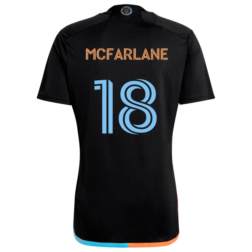 Børn Christian Mcfarlane #18 Sort Orange Blå Udebane Spillertrøjer 2024/25 Trøje T-Shirt