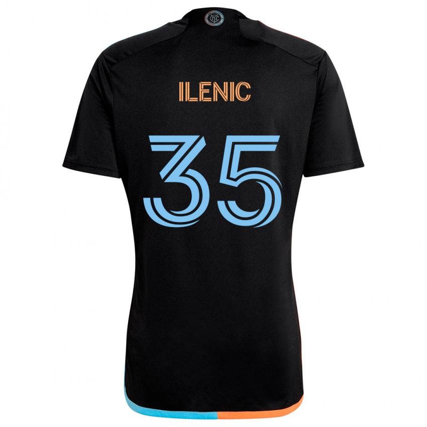 Børn Mitja Ilenic #35 Sort Orange Blå Udebane Spillertrøjer 2024/25 Trøje T-Shirt