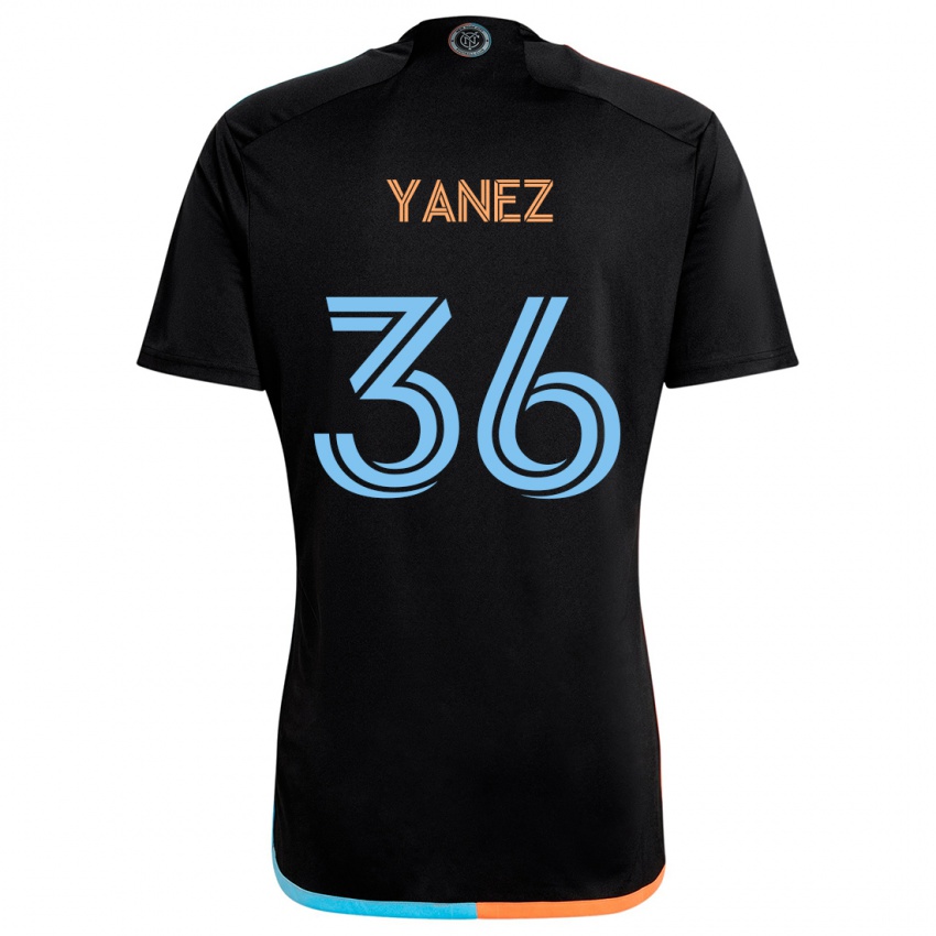 Børn Zidane Yañez #36 Sort Orange Blå Udebane Spillertrøjer 2024/25 Trøje T-Shirt