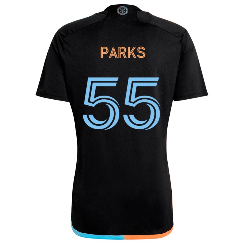 Børn Keaton Parks #55 Sort Orange Blå Udebane Spillertrøjer 2024/25 Trøje T-Shirt