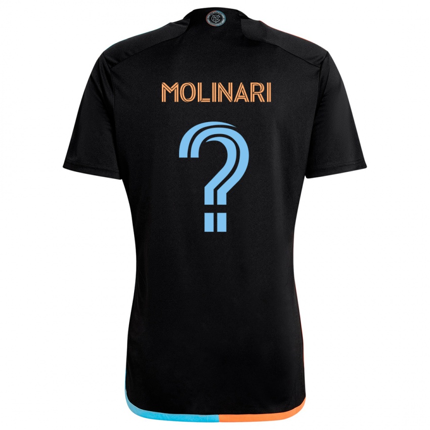 Børn Peter Molinari #0 Sort Orange Blå Udebane Spillertrøjer 2024/25 Trøje T-Shirt