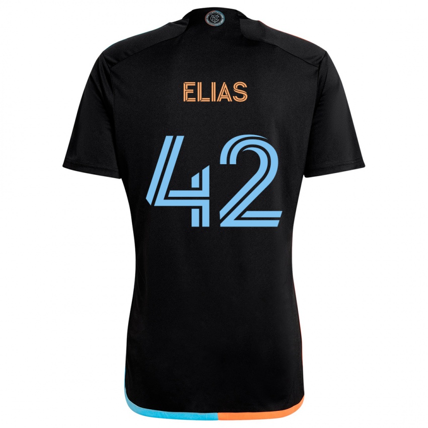 Børn Piero Elias #42 Sort Orange Blå Udebane Spillertrøjer 2024/25 Trøje T-Shirt