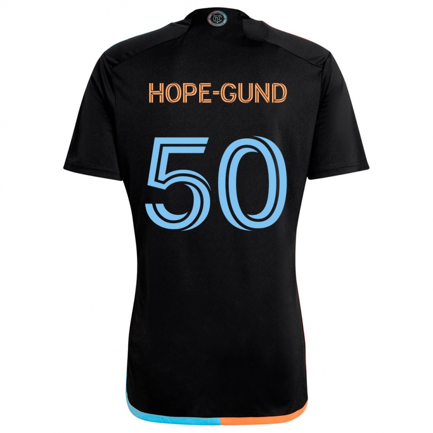 Børn Kofi Hope-Gund #50 Sort Orange Blå Udebane Spillertrøjer 2024/25 Trøje T-Shirt