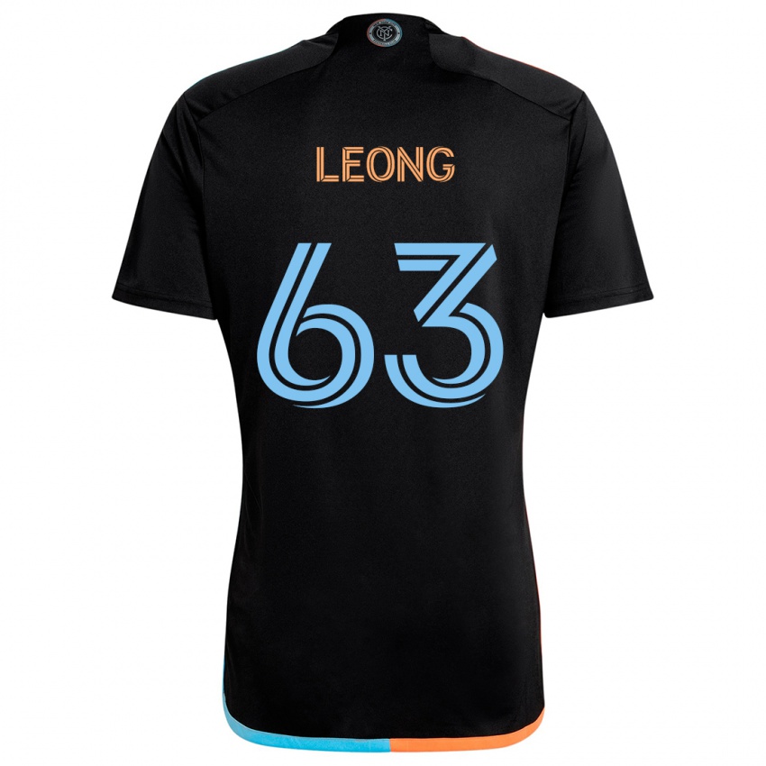 Børn Matthew Leong #63 Sort Orange Blå Udebane Spillertrøjer 2024/25 Trøje T-Shirt