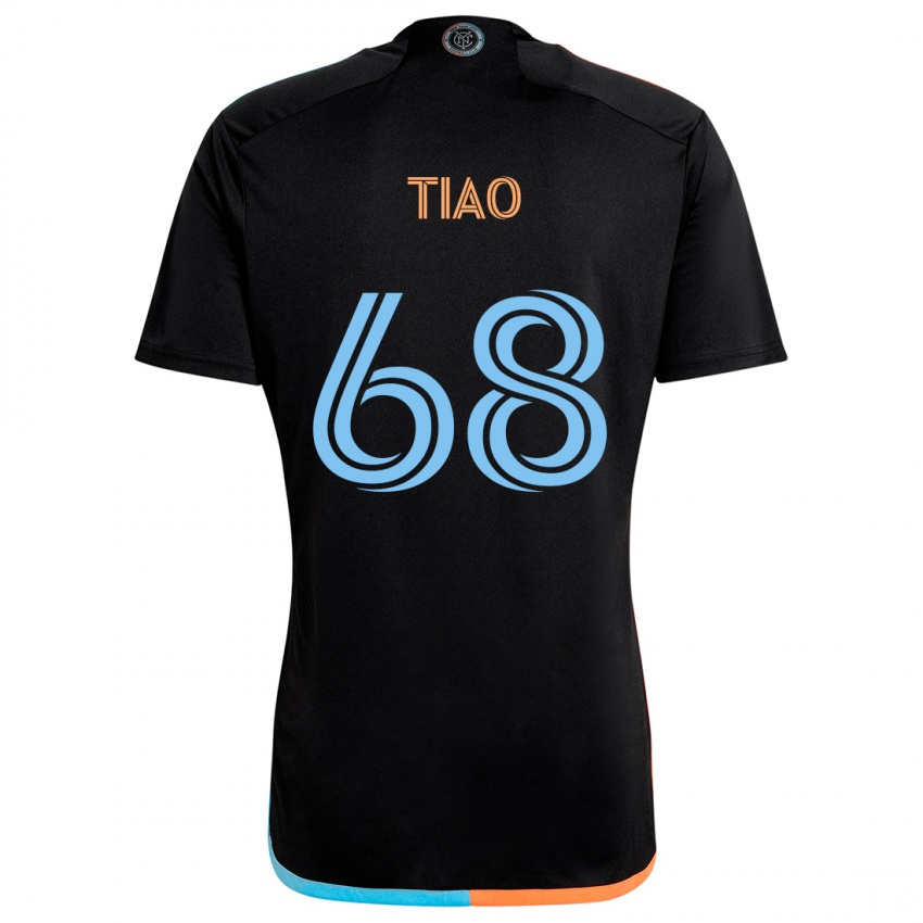 Børn Christopher Tiao #68 Sort Orange Blå Udebane Spillertrøjer 2024/25 Trøje T-Shirt