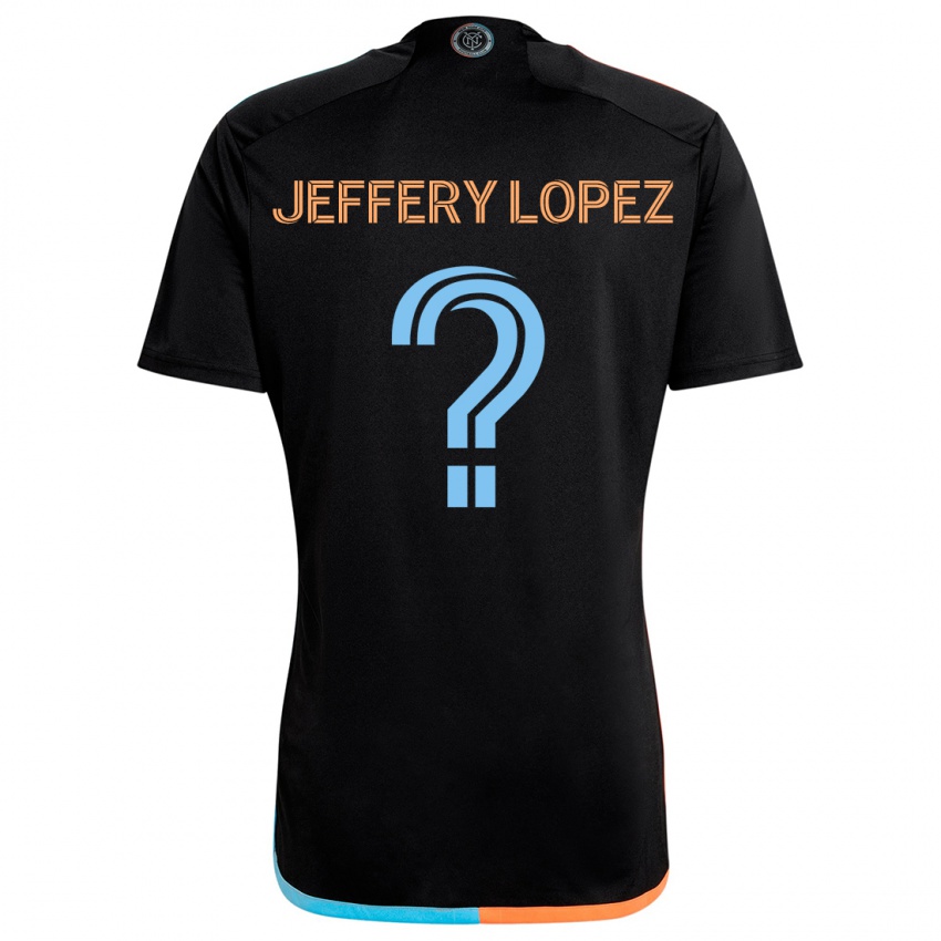 Børn Jeffery López #0 Sort Orange Blå Udebane Spillertrøjer 2024/25 Trøje T-Shirt