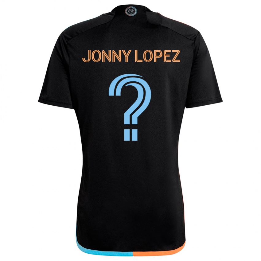 Børn Jonny Lopez #0 Sort Orange Blå Udebane Spillertrøjer 2024/25 Trøje T-Shirt