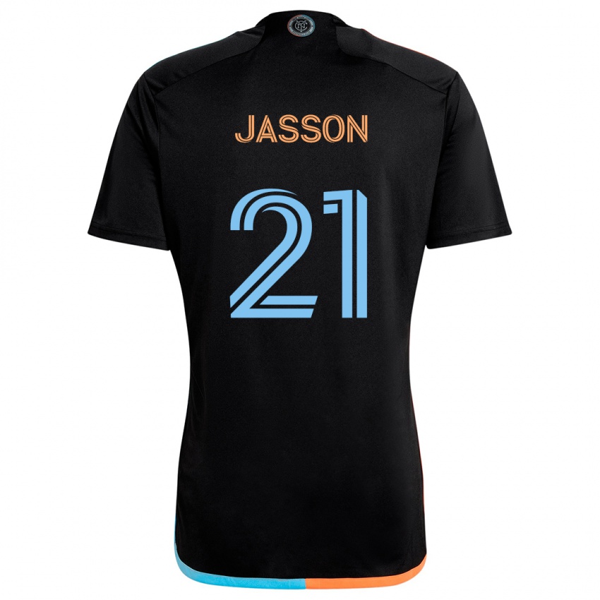 Børn Andres Jasson #21 Sort Orange Blå Udebane Spillertrøjer 2024/25 Trøje T-Shirt