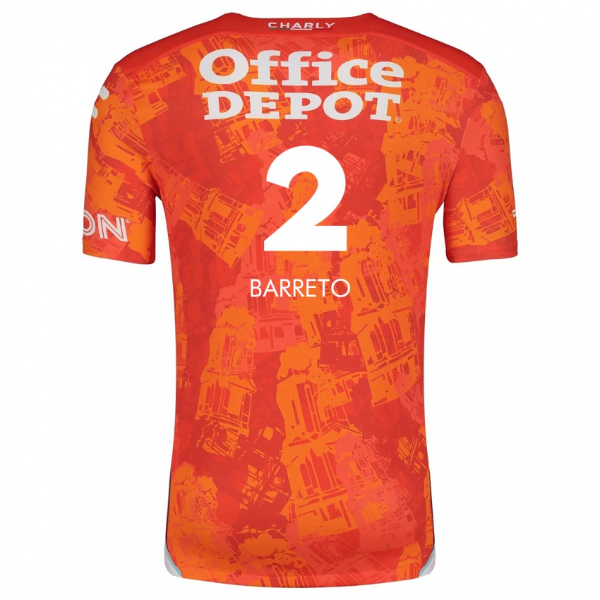 Børn Sergio Barreto #2 Orange Hvid Udebane Spillertrøjer 2024/25 Trøje T-Shirt