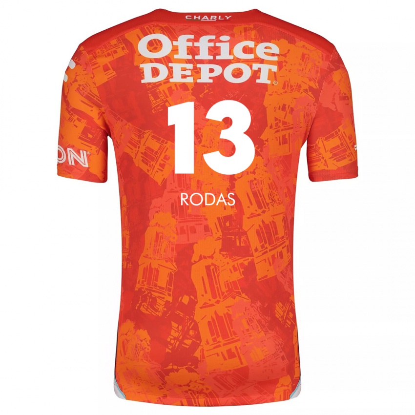 Børn Carlos Rodas #13 Orange Hvid Udebane Spillertrøjer 2024/25 Trøje T-Shirt