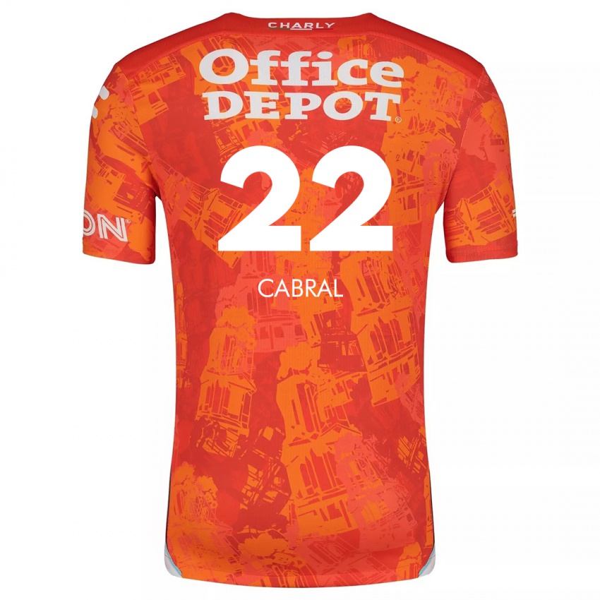 Børn Gustavo Cabral #22 Orange Hvid Udebane Spillertrøjer 2024/25 Trøje T-Shirt