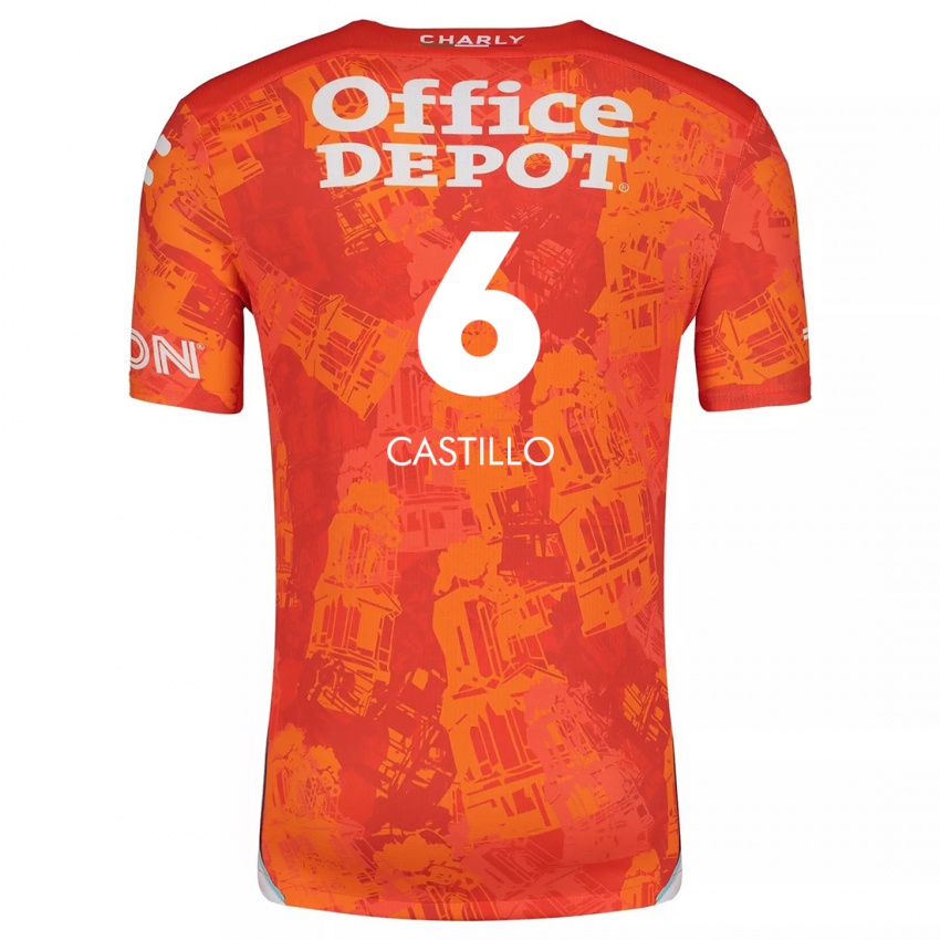 Børn Byron Castillo #6 Orange Hvid Udebane Spillertrøjer 2024/25 Trøje T-Shirt