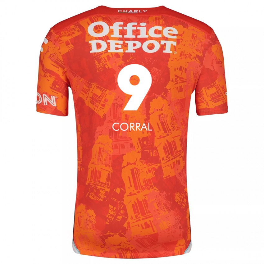 Børn Charlyn Corral #9 Orange Hvid Udebane Spillertrøjer 2024/25 Trøje T-Shirt