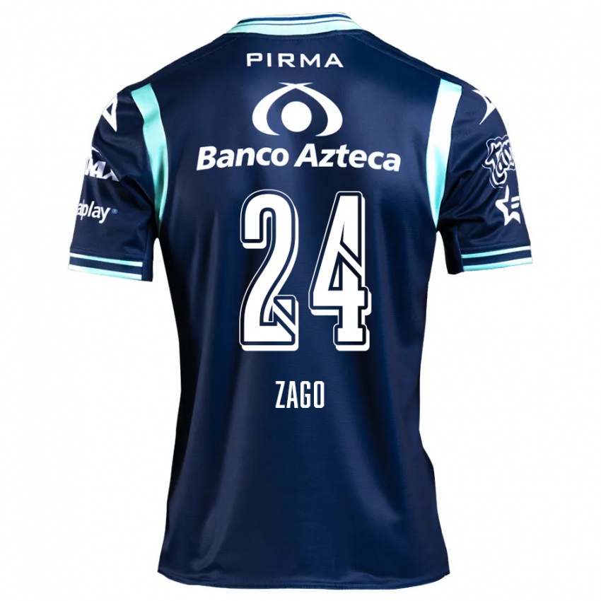 Børn Diego Zago #24 Marine Blå Udebane Spillertrøjer 2024/25 Trøje T-Shirt