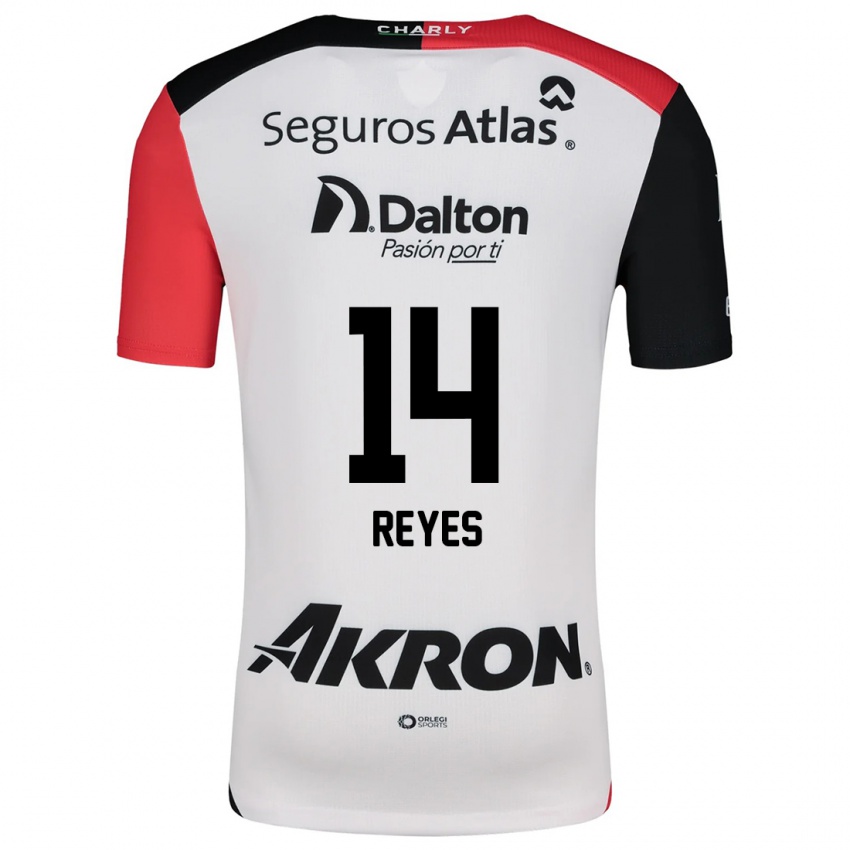 Børn Luis Reyes #14 Hvid Rød Sort Udebane Spillertrøjer 2024/25 Trøje T-Shirt