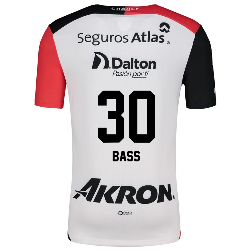 Børn Abraham Bass #30 Hvid Rød Sort Udebane Spillertrøjer 2024/25 Trøje T-Shirt