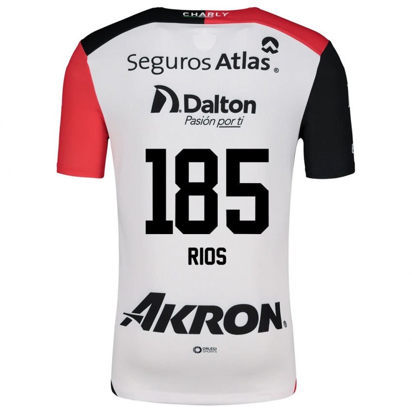 Børn Víctor Ríos #185 Hvid Rød Sort Udebane Spillertrøjer 2024/25 Trøje T-Shirt