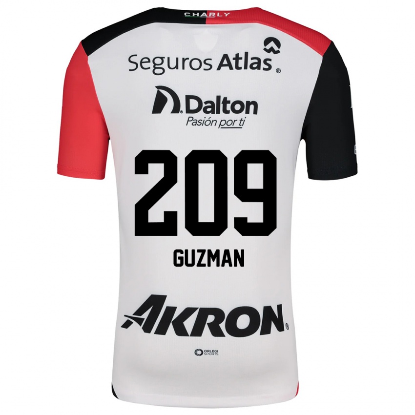 Børn Jorge Guzmán #209 Hvid Rød Sort Udebane Spillertrøjer 2024/25 Trøje T-Shirt