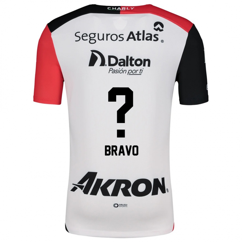 Børn Alejandro Bravo #0 Hvid Rød Sort Udebane Spillertrøjer 2024/25 Trøje T-Shirt