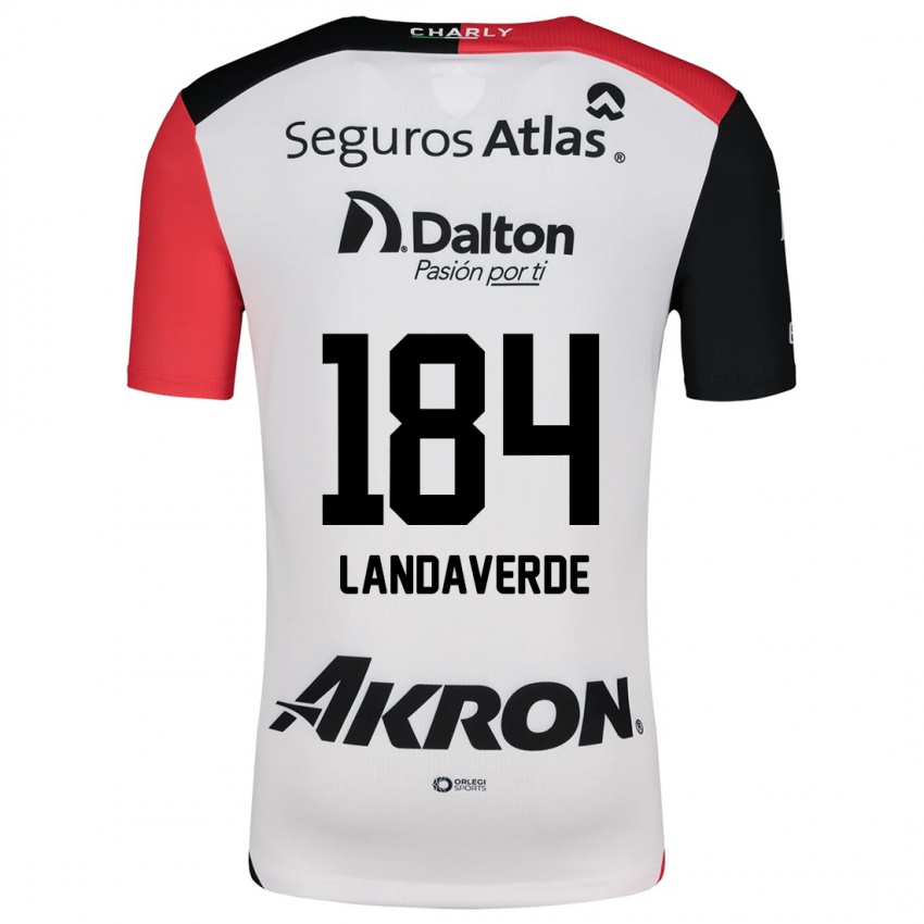 Børn Antero Landaverde #184 Hvid Rød Sort Udebane Spillertrøjer 2024/25 Trøje T-Shirt