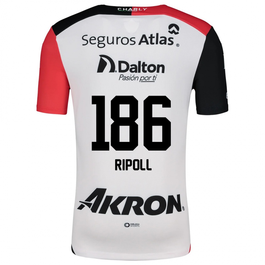 Børn Alonso Ripoll #186 Hvid Rød Sort Udebane Spillertrøjer 2024/25 Trøje T-Shirt