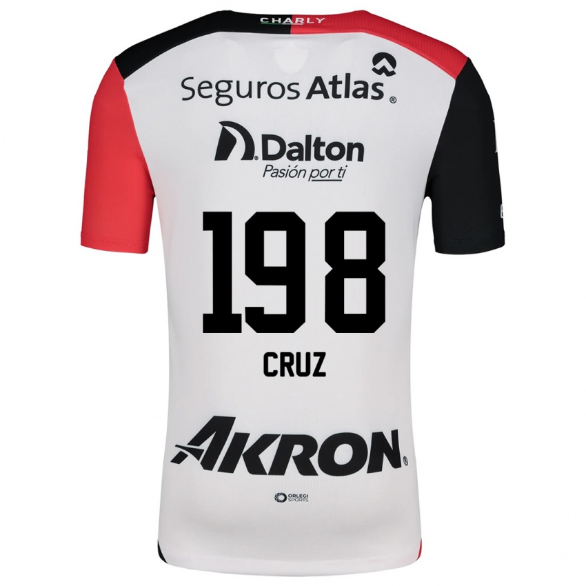 Børn Carlos Cruz #198 Hvid Rød Sort Udebane Spillertrøjer 2024/25 Trøje T-Shirt