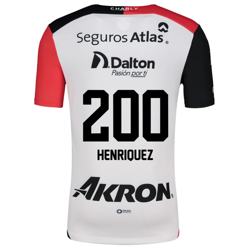 Børn Carlos Henríquez #200 Hvid Rød Sort Udebane Spillertrøjer 2024/25 Trøje T-Shirt