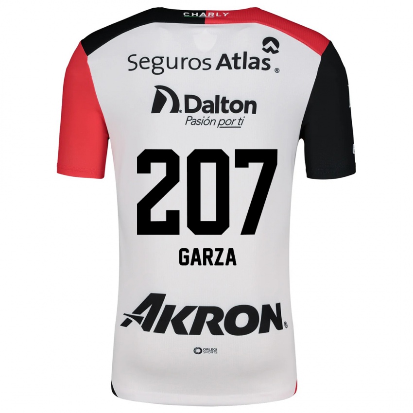 Børn Rodolfo Garza #207 Hvid Rød Sort Udebane Spillertrøjer 2024/25 Trøje T-Shirt