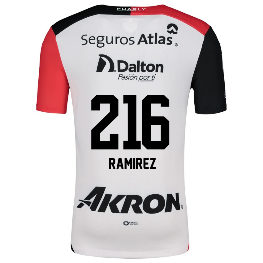 Børn Paulo Ramírez #216 Hvid Rød Sort Udebane Spillertrøjer 2024/25 Trøje T-Shirt