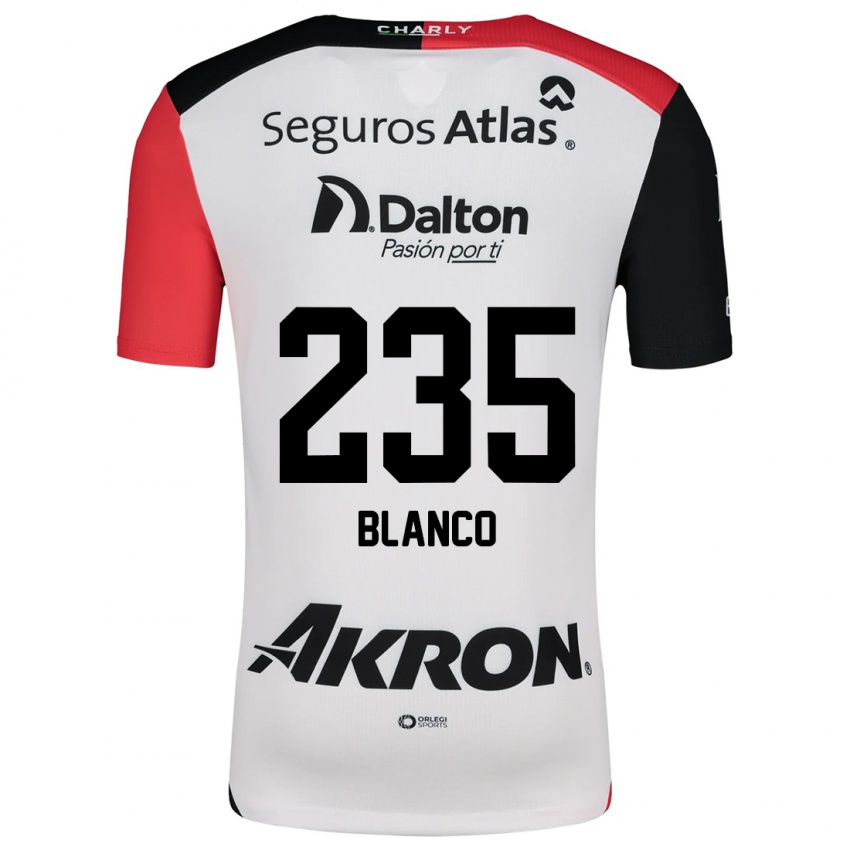 Børn Luis Blanco #235 Hvid Rød Sort Udebane Spillertrøjer 2024/25 Trøje T-Shirt