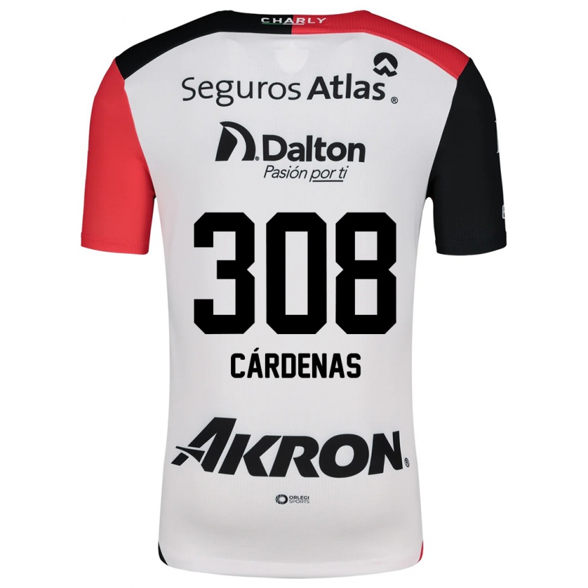 Børn Rodrigo Cárdenas #308 Hvid Rød Sort Udebane Spillertrøjer 2024/25 Trøje T-Shirt