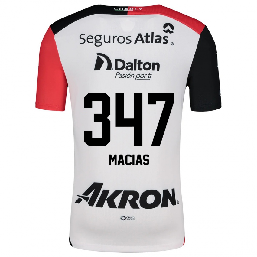 Børn Ángel Macías #347 Hvid Rød Sort Udebane Spillertrøjer 2024/25 Trøje T-Shirt