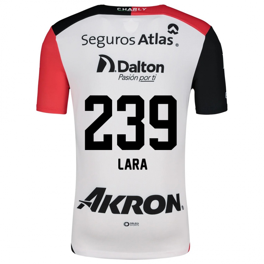 Børn Guadalupe Lara #239 Hvid Rød Sort Udebane Spillertrøjer 2024/25 Trøje T-Shirt