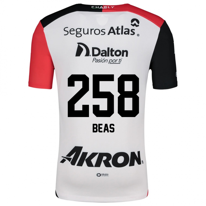 Børn Álvaro Beas #258 Hvid Rød Sort Udebane Spillertrøjer 2024/25 Trøje T-Shirt