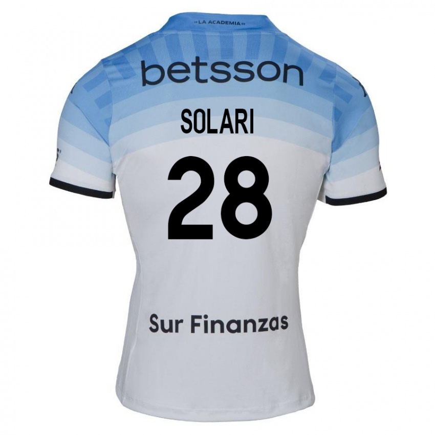 Børn Santiago Solari #28 Hvid Blå Sort Udebane Spillertrøjer 2024/25 Trøje T-Shirt