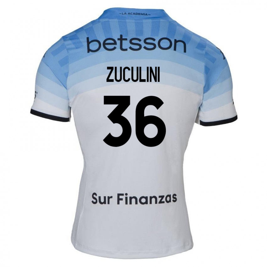 Børn Bruno Zuculini #36 Hvid Blå Sort Udebane Spillertrøjer 2024/25 Trøje T-Shirt