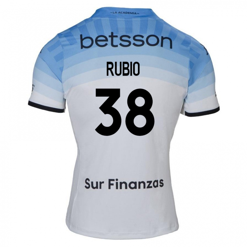 Børn Tobías Rubio #38 Hvid Blå Sort Udebane Spillertrøjer 2024/25 Trøje T-Shirt