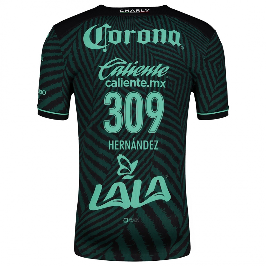 Børn Julio Hernández #309 Sort Grøn Udebane Spillertrøjer 2024/25 Trøje T-Shirt