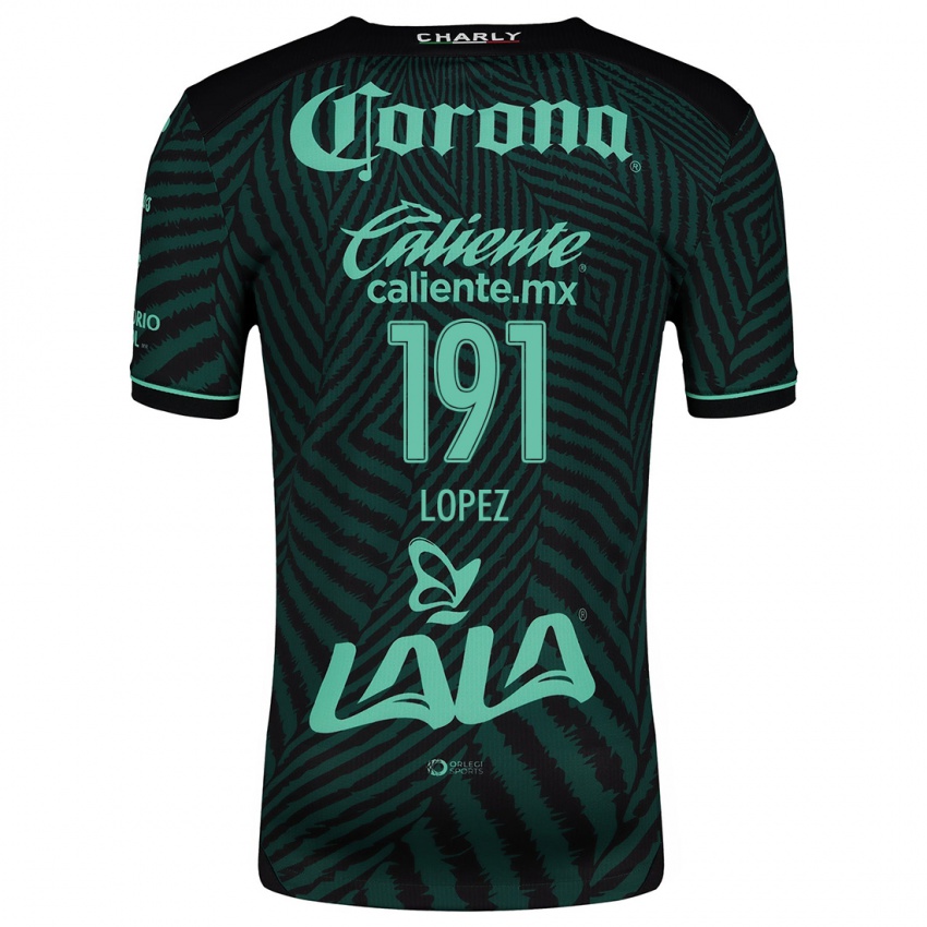 Børn Carlos López #191 Sort Grøn Udebane Spillertrøjer 2024/25 Trøje T-Shirt